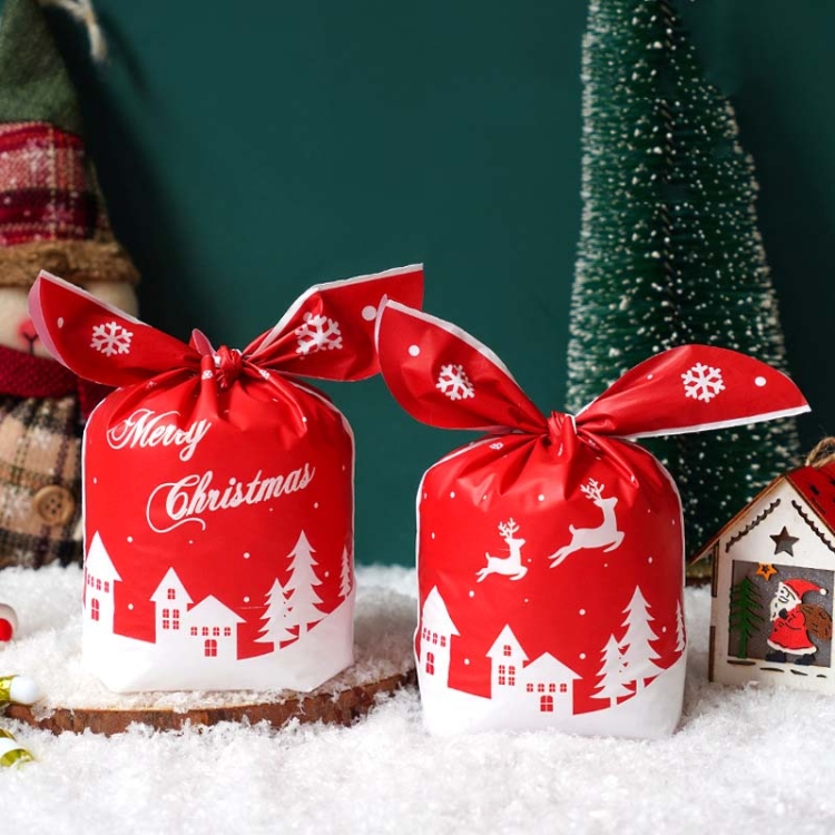 

1bag Candy Packaging Bags Baking Biscuit Gift Bags 13.5x22cm(Red Snow Carnival)