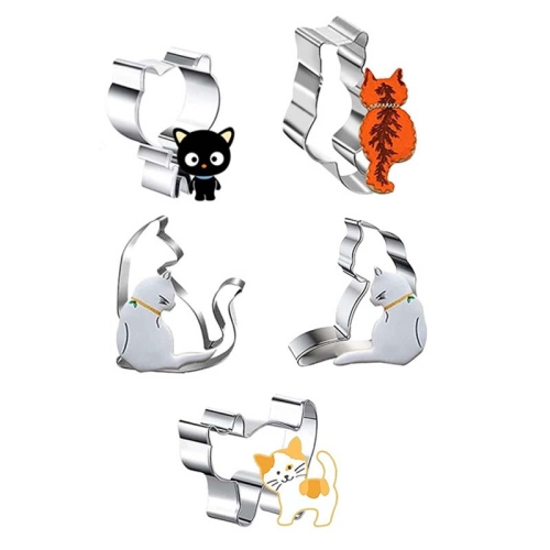 

5pcs Cat Cookie Mold Stainless Steel DIY Baking Utensils(Style Random Delivery)