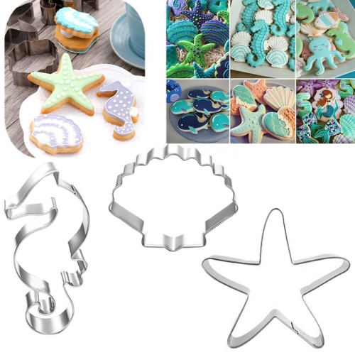 

5sets Ocean Series Seahorse Starfish Shell Baking Moulds Flip Sugar Cookie Mould