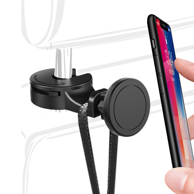 

Car Rear Pillow Hook Magnetic Mobile Phone Holder(Round Black)