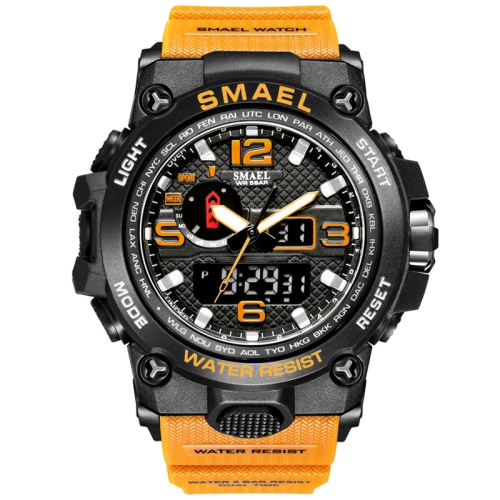 SMAEL 1545D クロノグラフ カレンダー 目覚まし時計 ナイトライト 防水 腕時計 アウトドア メンズウォッチ (オレンジ)