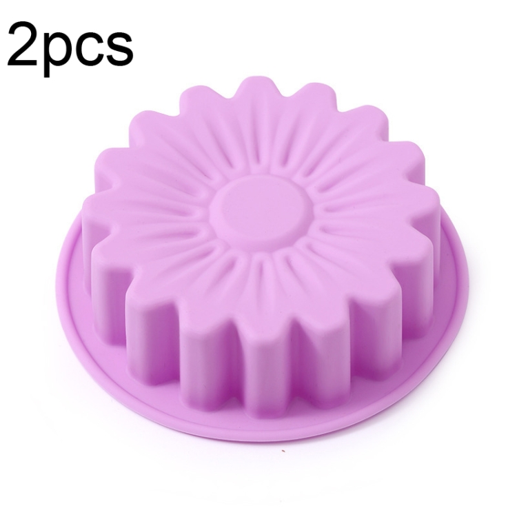 

2pcs Silicone Sunflower Cake Mold High Temperature Resistant Baking Molds(Violet)