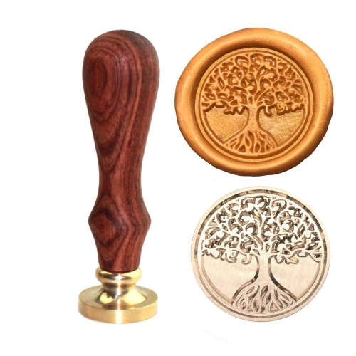 

Tree Of Life Wax Seal Stamp Retro Brass Head Wooden Handle Removable Sealing Stamp