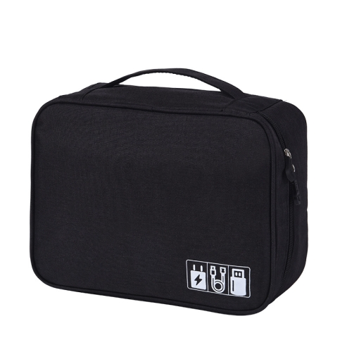 

RH917 Data Cables Storage Bags Cationic Polyester Multifunctional Digital Bag(Black)