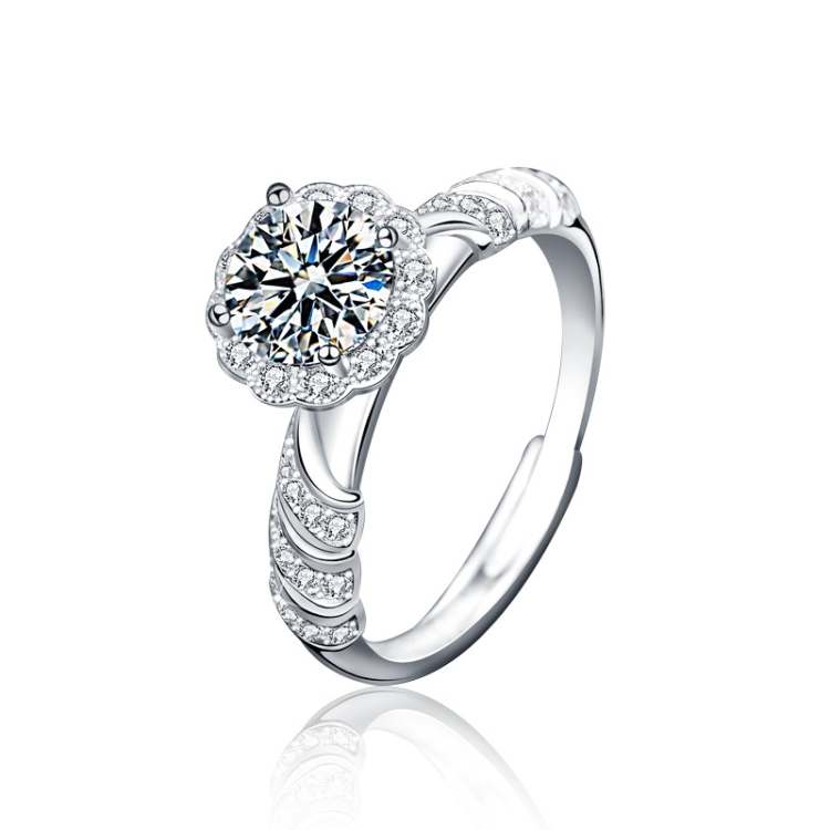 

XJA008 925 Silver Ring Mossan Diamond Open Ended Couple Ring(White)