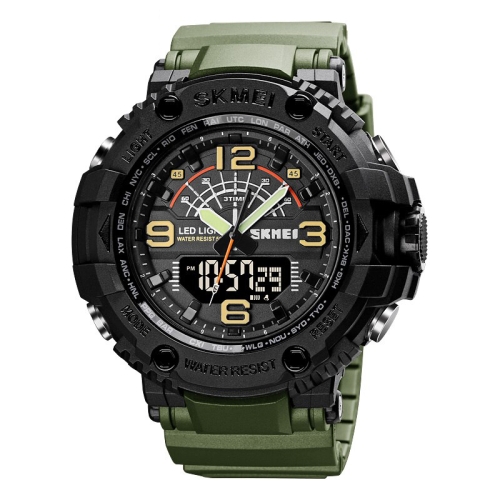 

SKMEI 1617 Outdoor Multifunctional Sports Watch Double Nights Big Dial Student Waterproof Watch, Color: Army Green