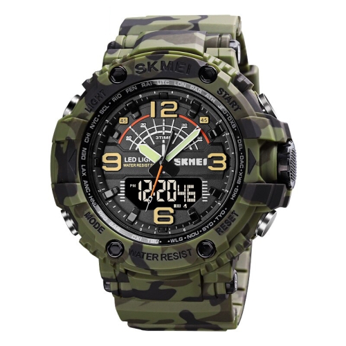 

SKMEI 1617 Outdoor Multifunctional Sports Watch Double Nights Big Dial Student Waterproof Watch, Color: Army Green Camouflage