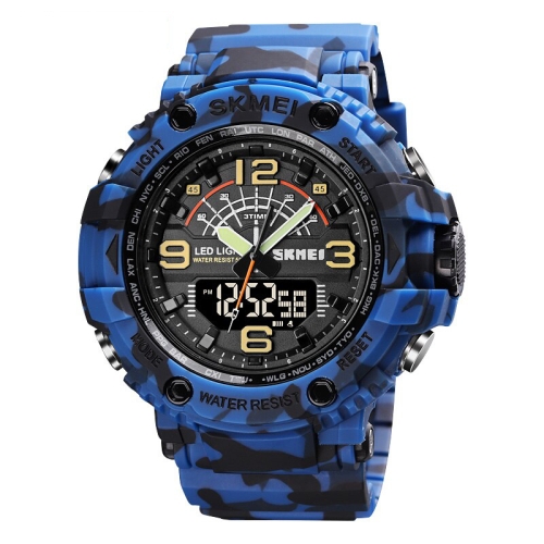 

SKMEI 1617 Outdoor Multifunctional Sports Watch Double Nights Big Dial Student Waterproof Watch, Color: Blue Camouflage