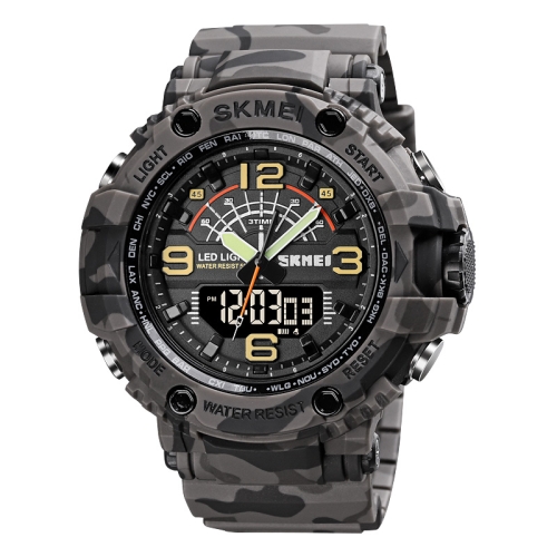 

SKMEI 1617 Outdoor Multifunctional Sports Watch Double Nights Big Dial Student Waterproof Watch, Color: Gray Camouflage