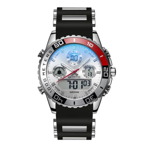 

STRYVE S8023 Sports Watch Nights Light Waterproof Timing Alarm Men Watch(White Red)