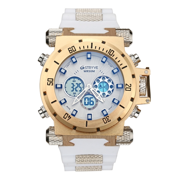 

STRYVE S8015 Men Dual Movement Sports Quartz Large Dial Waterproof Watch(Gold)