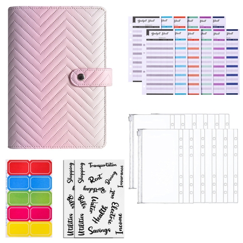 

A6 PU Macaron Gradient Color Loose-leaf Notepad Notebook Budget Book(Pink)