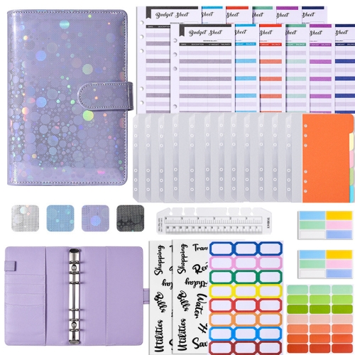 

A6 PU Babysbreath Loose-leaf Notebook Cash Budget Book(Purple)