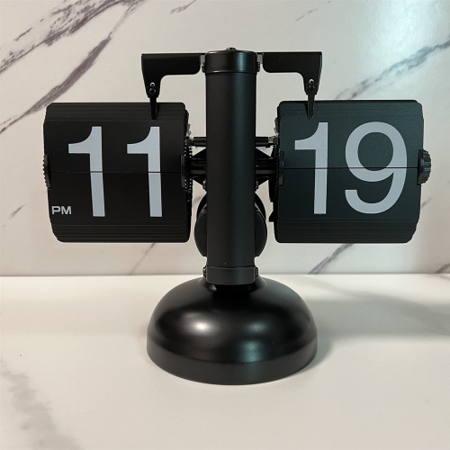 

HY-F001 Auto-turning Balance-shaped Clock Home Decorative Flop Clock, Spec: Single (Full Black)
