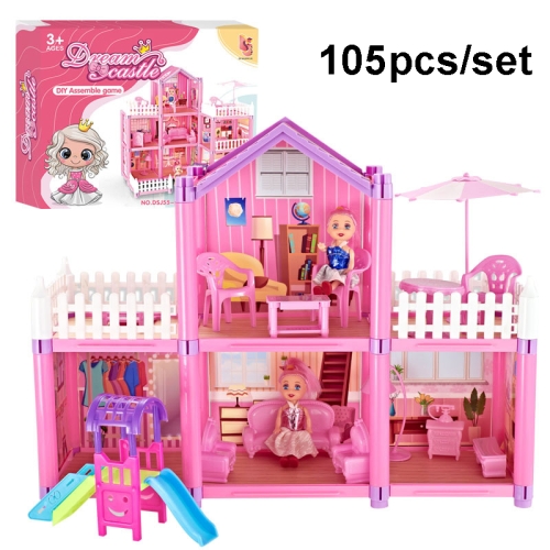 

DSJ55-1 105pcs/set Children Passing Domestic Toy Doll House Princess Castle Set Simulation Disguise House