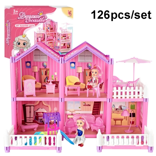 

DSJ55-2 126pcs/set Children Passing Domestic Toy Doll House Princess Castle Set Simulation Disguise House