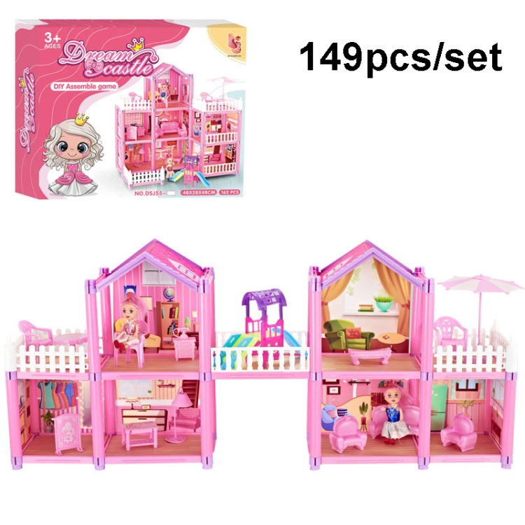 

DSJ55-3 149pcs/set Children Passing Domestic Toy Doll House Princess Castle Set Simulation Disguise House