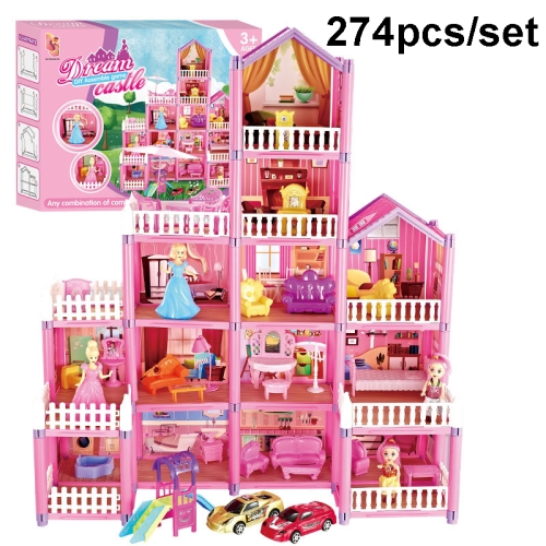 

DSJ55-A 274pcs/set Children Passing Domestic Toy Doll House Princess Castle Set Simulation Disguise House