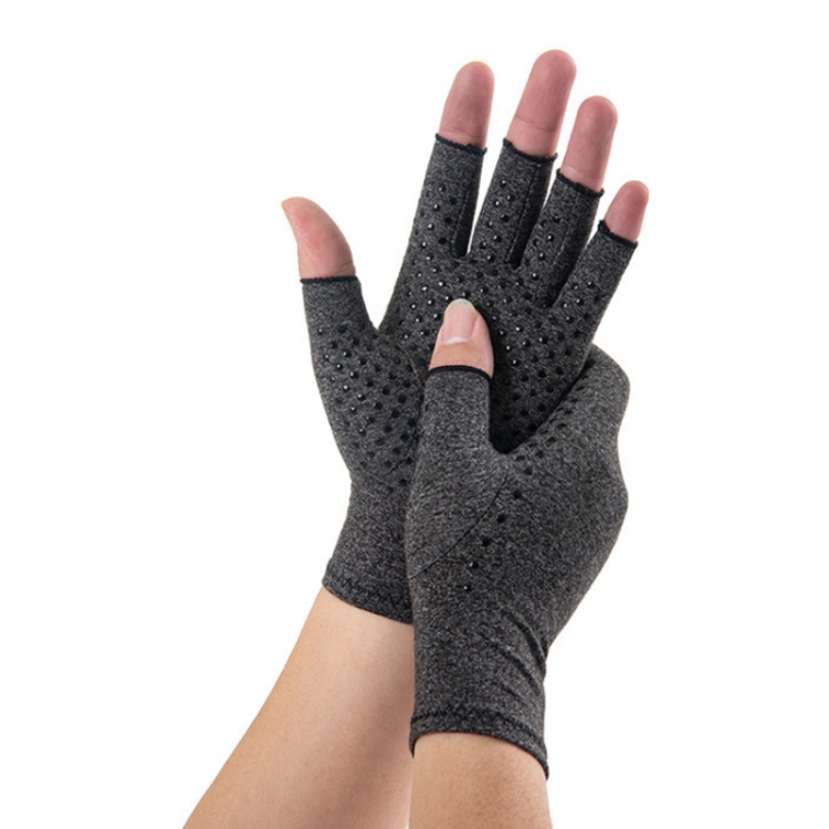 

Arthritis Rehabilitation Silicone Non-slip Cycling Half Finger Gloves, Size: S(Gray)