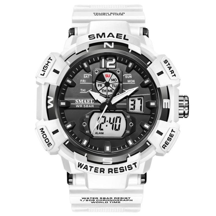 

SMAEL 8045 Outdoor Waterproof Time Sports Luminous Dual Display Watch(White)