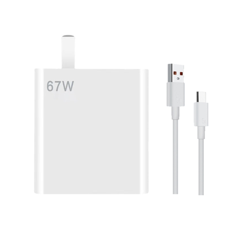 

For Xiaomi 11 Pro/11 Ultra Flash Charging Effect Universal 67W USB Charger US Plug, Style: Charger+1m Line(White)