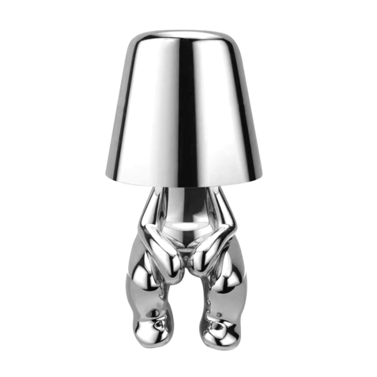 

Cute Doll Shape Touch Adjustable Desk Lamp Mini Bedroom Rechargeable Night Light, Spec: 8061(Silver)
