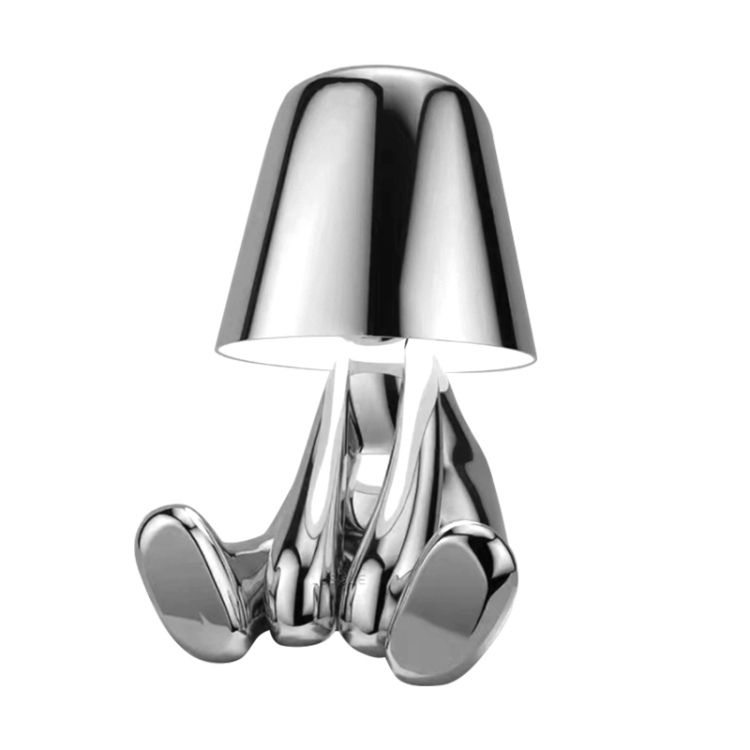 

Cute Doll Shape Touch Adjustable Desk Lamp Mini Bedroom Rechargeable Night Light, Spec: 8062(Silver)