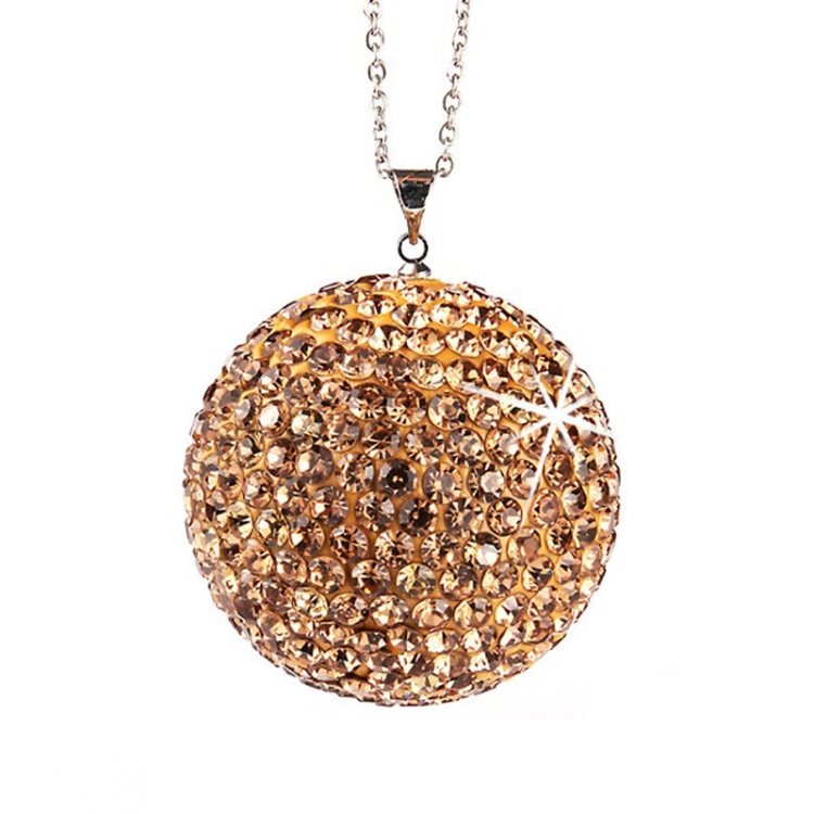 

Car Diamond Crystal Ball Rearview Mirror Decoration Pendant(Crystal Yellow)