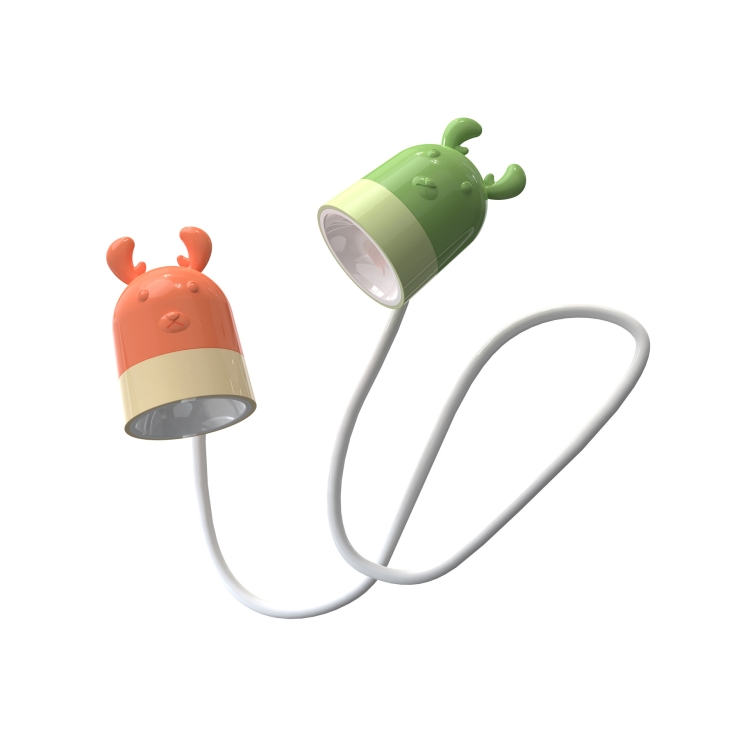 

KD201 Portable Lamp Hanging Neck Reading LED Night Light, Style: Little Deer (Orange+Green)