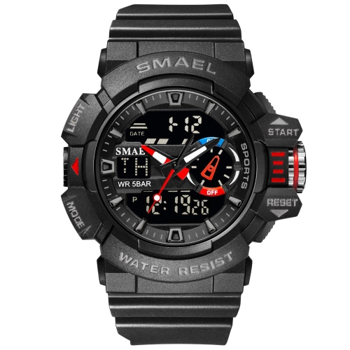 

SMAEL 8043 Multifunctional Dual Display Shockproof Outdoor Waterproof Sports Quartz Watch(Black)