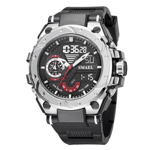 

SMAEL 8060 Waterproof Sports Alloy Men Watch Luminous Display HD Mirror Watch(Silver)