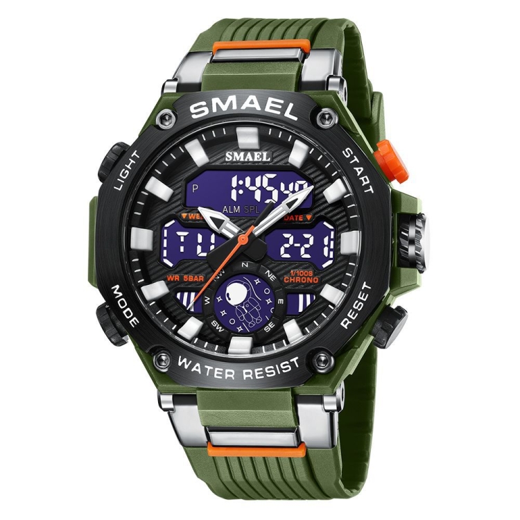 

SMAEL 8069 Outdoor Multifunctional Waterproof Sports Alloy Luminous Watch(Army Green)