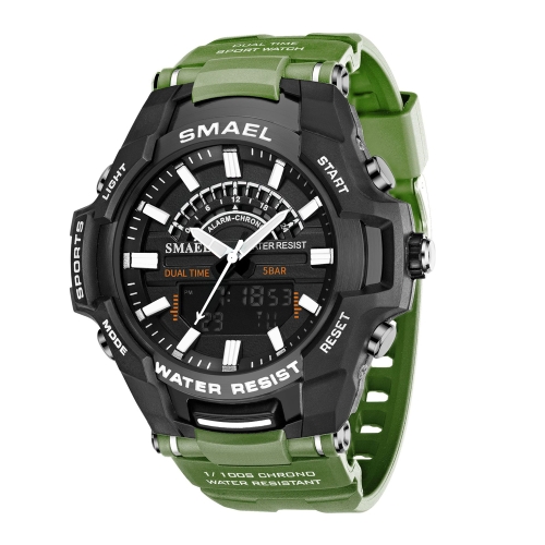 SMAEL 8028スポーツ防水メンズウォッチアウトドア登山耐摩耗性腕時計（アーミーグリーン）