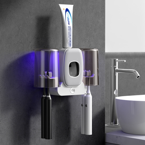 

Couple Wall Mounted Toothbrush Holder Automatic Squeeze Toothpaste Device,Spec: Disinfection Type White