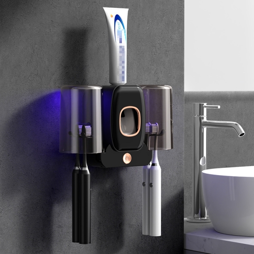 

Couple Wall Mounted Toothbrush Holder Automatic Squeeze Toothpaste Device,Spec: Disinfection Type Black