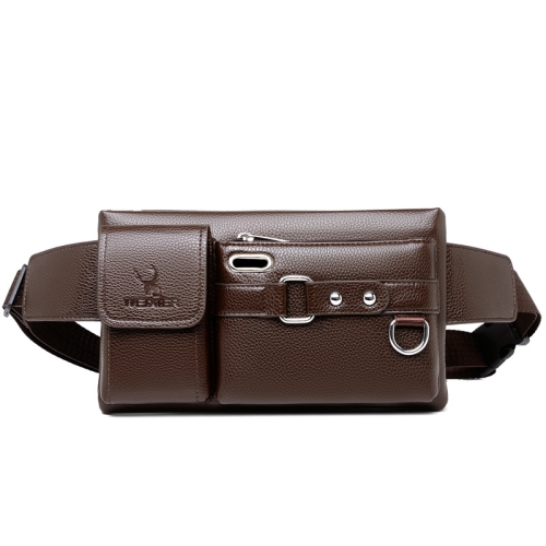 

WEIXIER 8117 Men Sports Waist Bag Multi-Function Outdoor PU Bag(Brown)