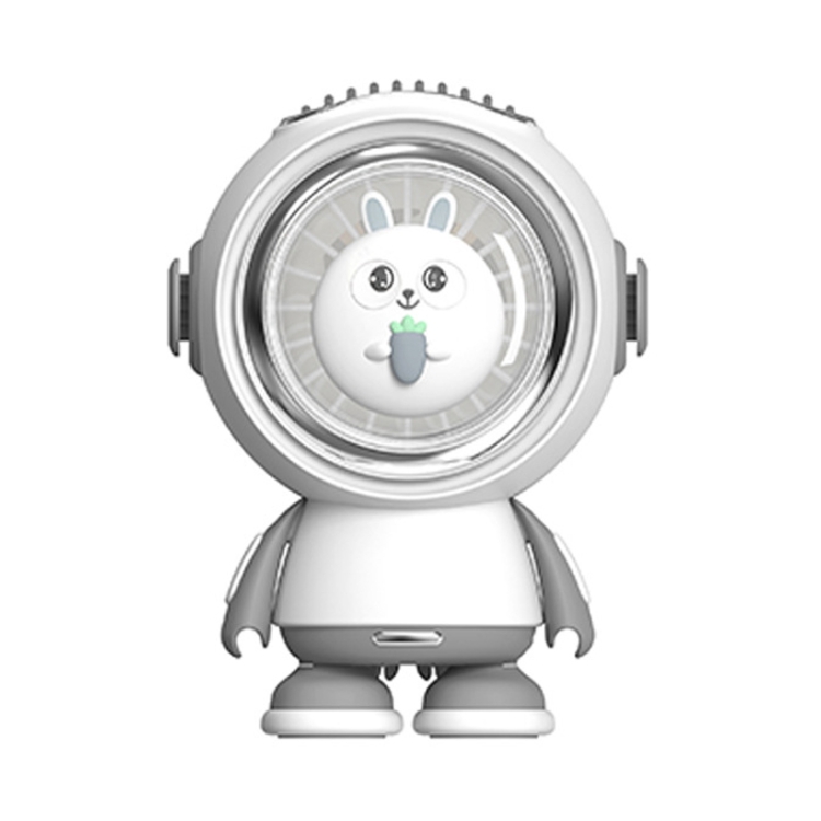 

F1 USB Hanging Neck Fan Handheld Mini Outdoor Camping Colorful Lights Fan, Style: Rabbit (White)