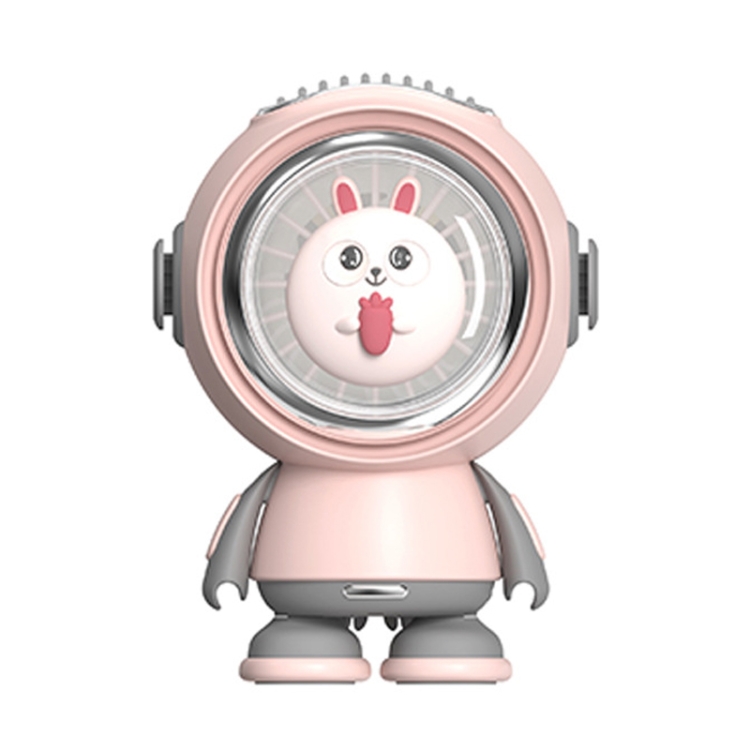 

F1 USB Hanging Neck Fan Handheld Mini Outdoor Camping Colorful Lights Fan, Style: Rabbit (Pink)