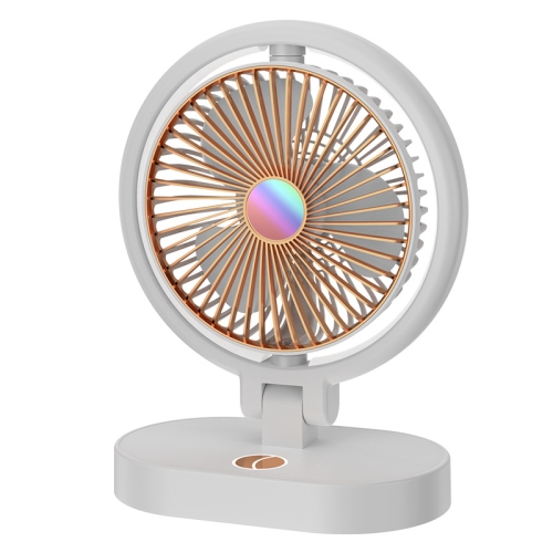 

USB Lighting Fan Home Rotatable Dressing Table Fill Light Small Fan(Orange White)