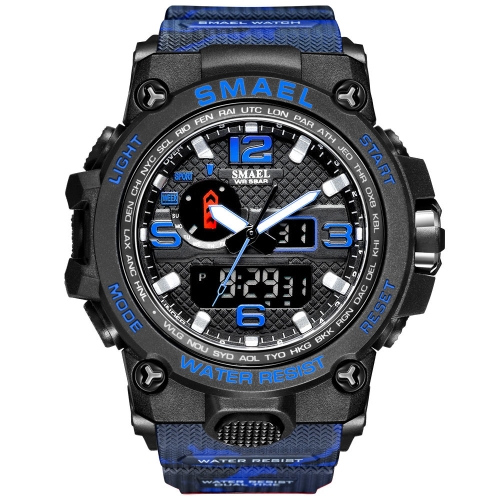 

SMAEL 1545D Time Men Anti-falling Night Light Alarm Waterproof Sports Watch(Camouflage Blue)