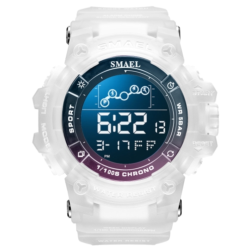 SMAEL 8082アウトドア防水スポーツ多機能発光タイミング電子時計（ホワイトカラフルブルーパウダー）