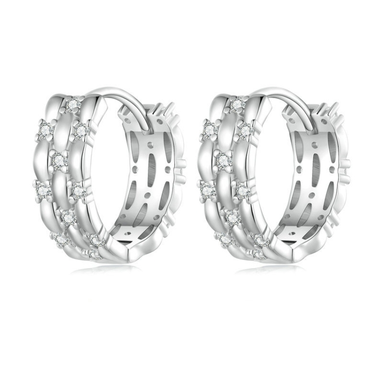 

BSE786 Sterling Silver S925 Zircon Plated Platinum Earrings