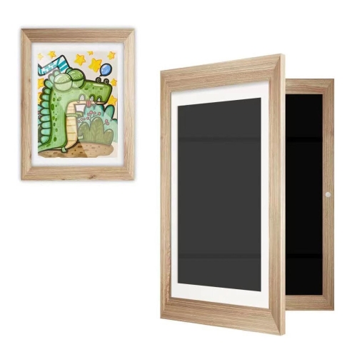 

Plastic Children Art Frames Magnetic Front Open Frametory for Poster Photo Drawing Paintings Pictures(Wood Color)