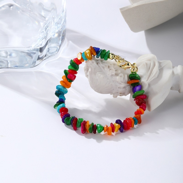 

Women Boho Natural Gravel Beaded Bracelet Anklet(S2211-11 Colorful)