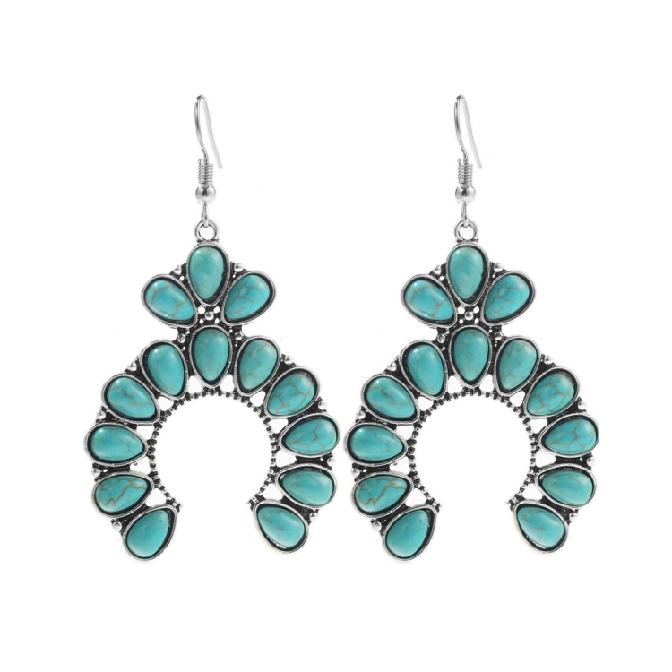 

E2204-7 Turquoise Ethnic Style Earrings Temperament Simple Vintage Earrings