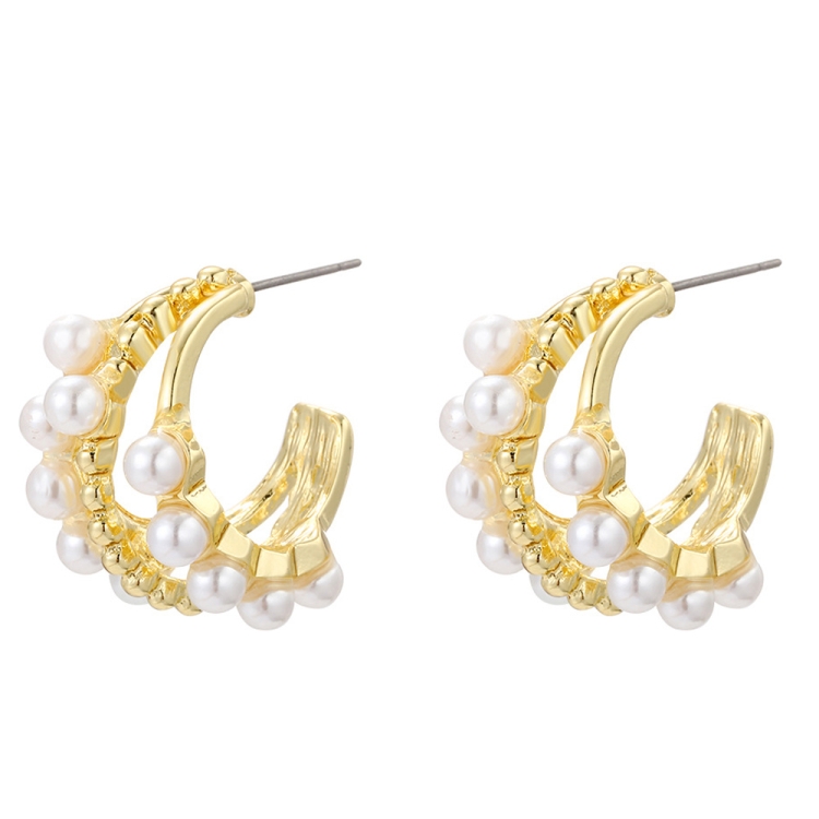 

E2208-5 Three Circle C Shape Stud Earrings Jewelry
