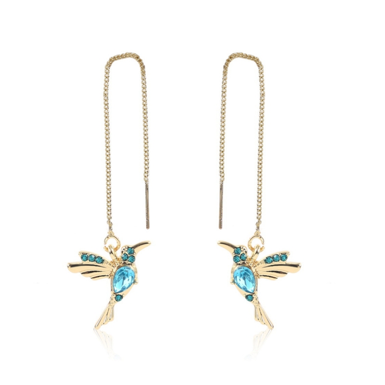 

E2104-5 Blue Bird Long Ear Wire Women Simple Earrings