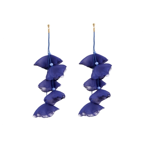 

Long Exaggerated Fabric Art Handmade Petal Earrings, Color: E1908-27 Blue