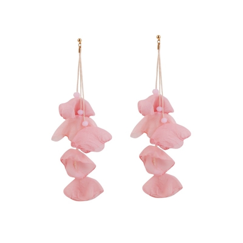 

Long Exaggerated Fabric Art Handmade Petal Earrings, Color: E1908-31 Pink