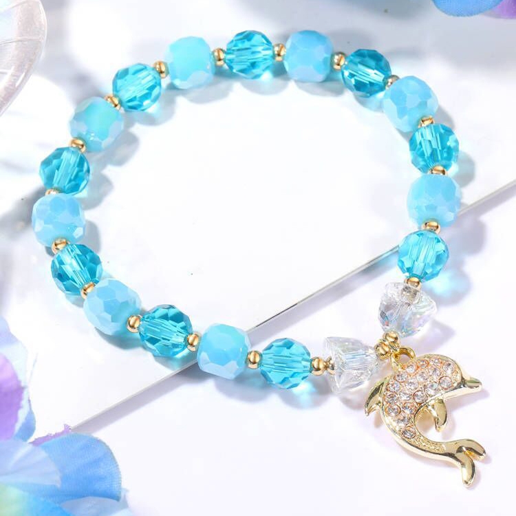 

S2203-4 Water Blue+Dolphin Crystal Beaded Bracelet Ladies Natural Crystal Bracelet